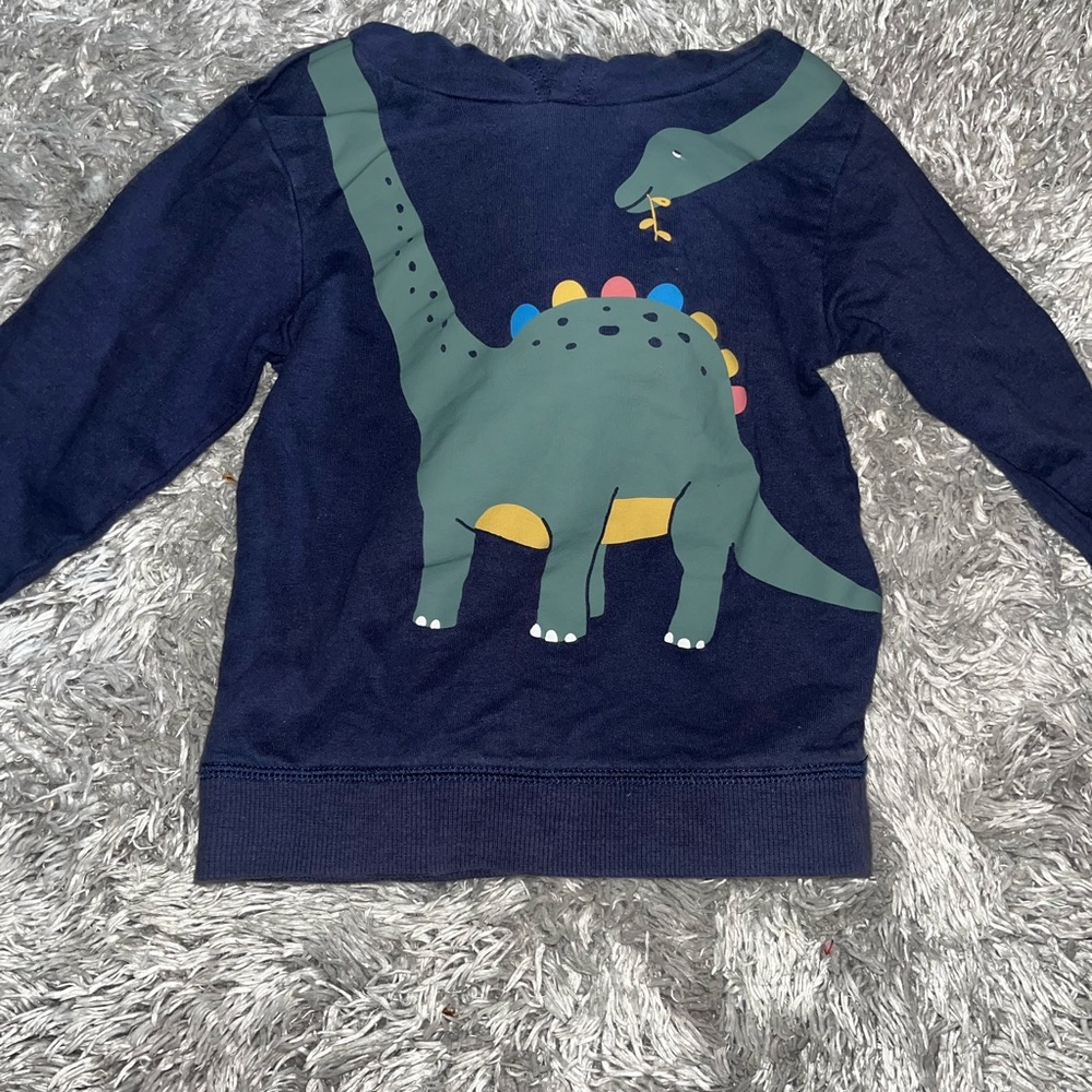 Kids Navy Dino Graphic Long Sleeve hooded sweatshirt